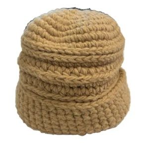 BLOOMINGDALES AQUA WOOL BLEND CHUNKY KNIT HAT- HANDMADE IN ITALY -BEIGE-ONE SIZE
